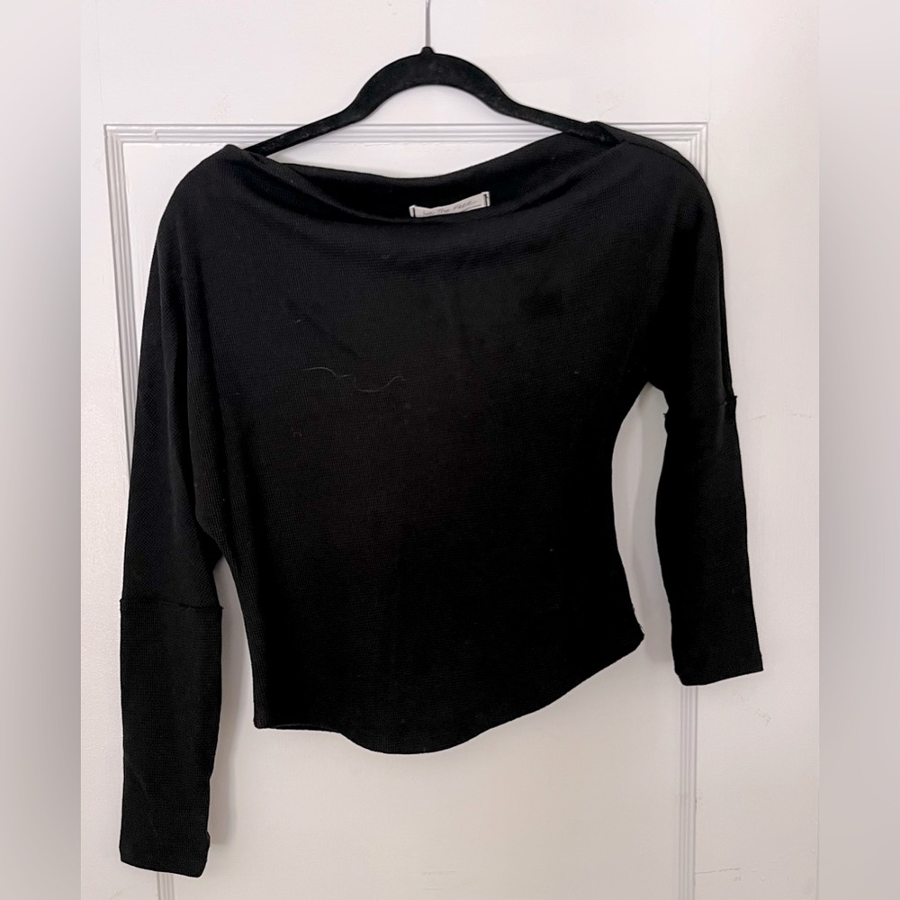 We The Free by Free People Black Fuji Thermal off the shoulder top. Size XS.